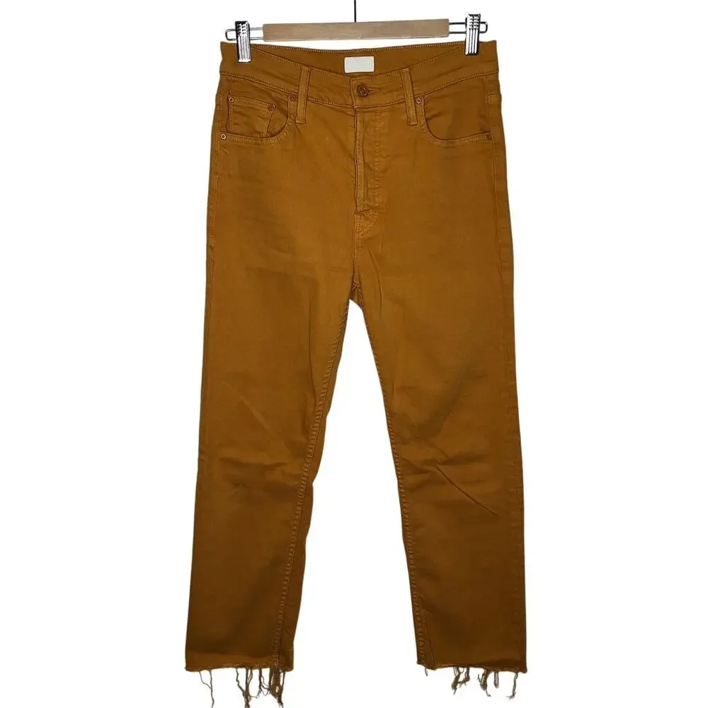 Mother Jeans Tomcat Ankle Fray Denim Buckthorn Mustard 27 (28 
